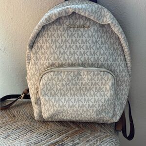 Michael Kors Beige, Gray and Brown Backpack